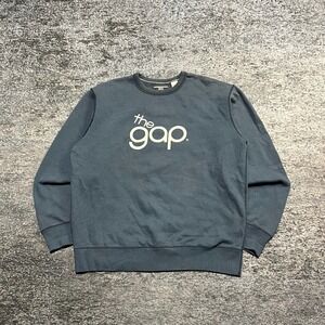 Vintage The‎ Gap Crewneck Sweatshirt Mens Large Blue Spell Out Logo Y2K